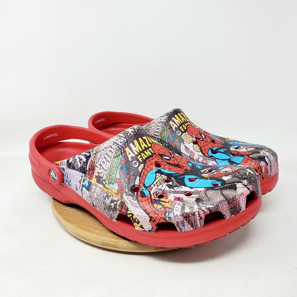 Crocs Spiderman Shoes Mens 13 Marvel Red Slip On Clasic Clog Sandals - Picture 6 of 12